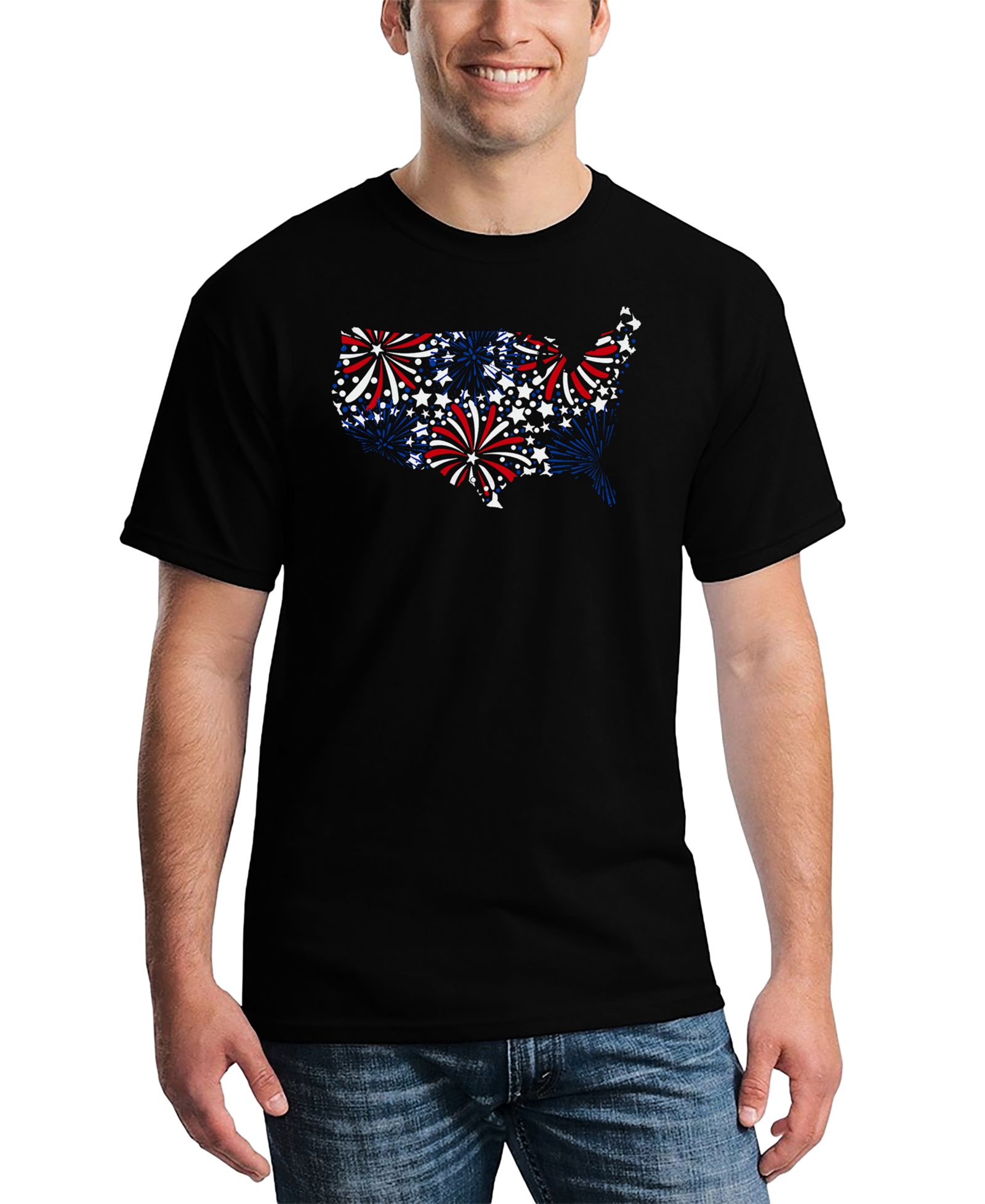 Мужская футболка LA Pop Art USA Fireworks and Stars Word Art