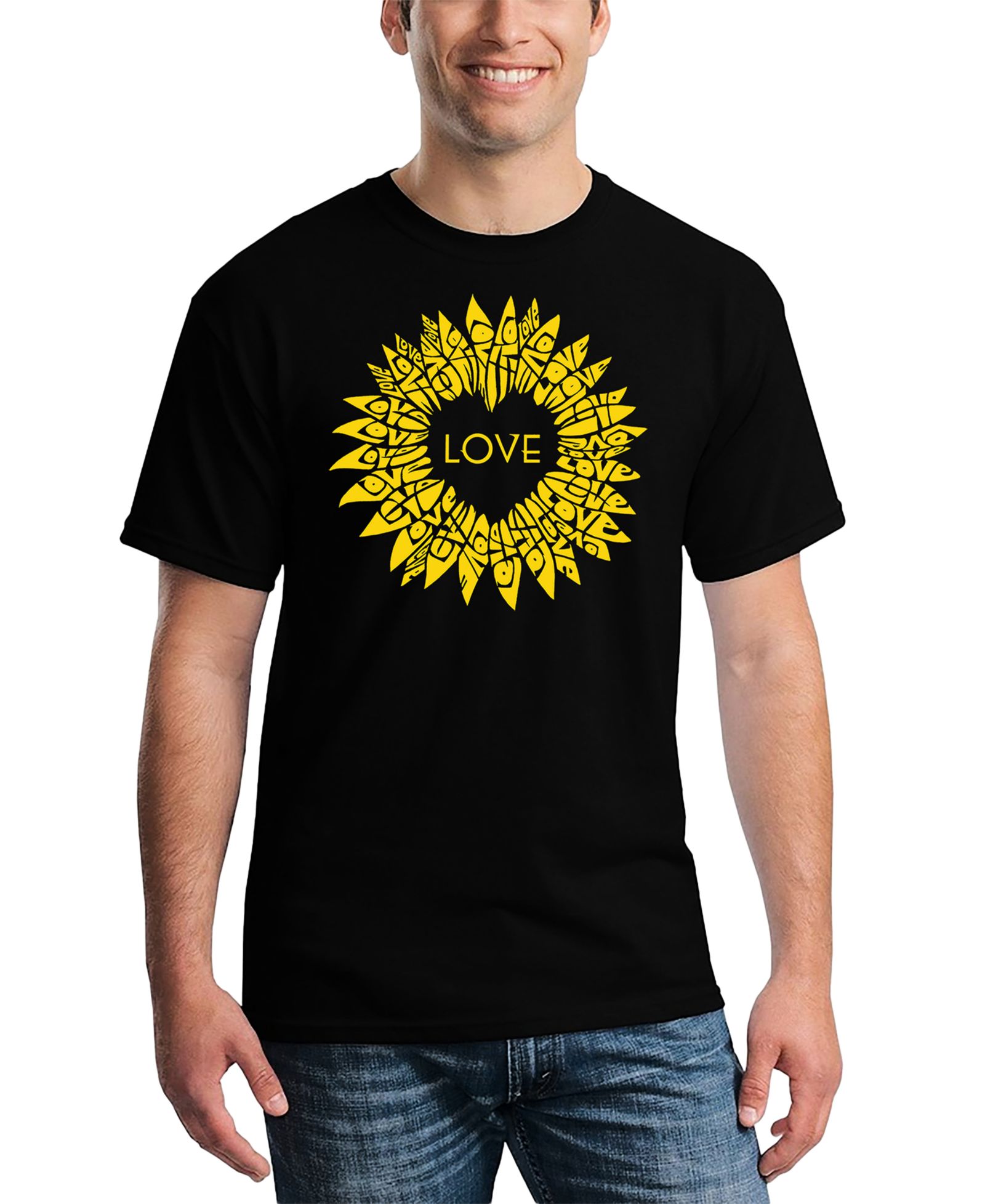Мужская футболка LA Pop Art Love Sunflower Word Art