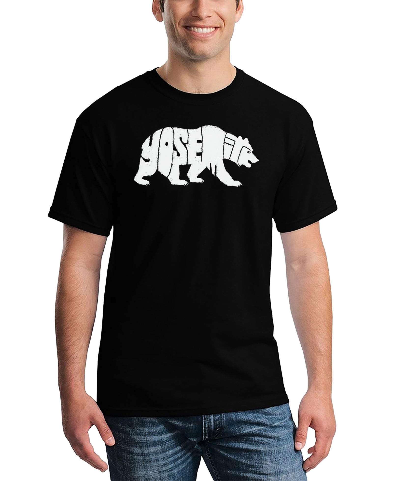 LA Pop Art Men's Yosemite Bear Word Art T-Shirt