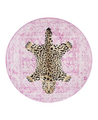 Круглый акцентный ковер Juicy Couture Leopard Medallion мягкий и моющийся 48" x 48"