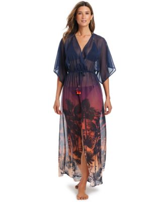 Bleu by Rod Beattie Women's Chiffon V-Neck Cover-Up Dress