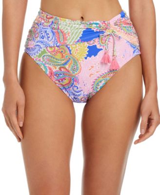 Bleu by Rod Beattie Women's High-Waist Ruched Sarong Hipster Swim Bottoms