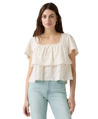 Levi's® Premium Women's Cotton-Blend Short-Sleeve Lace Top