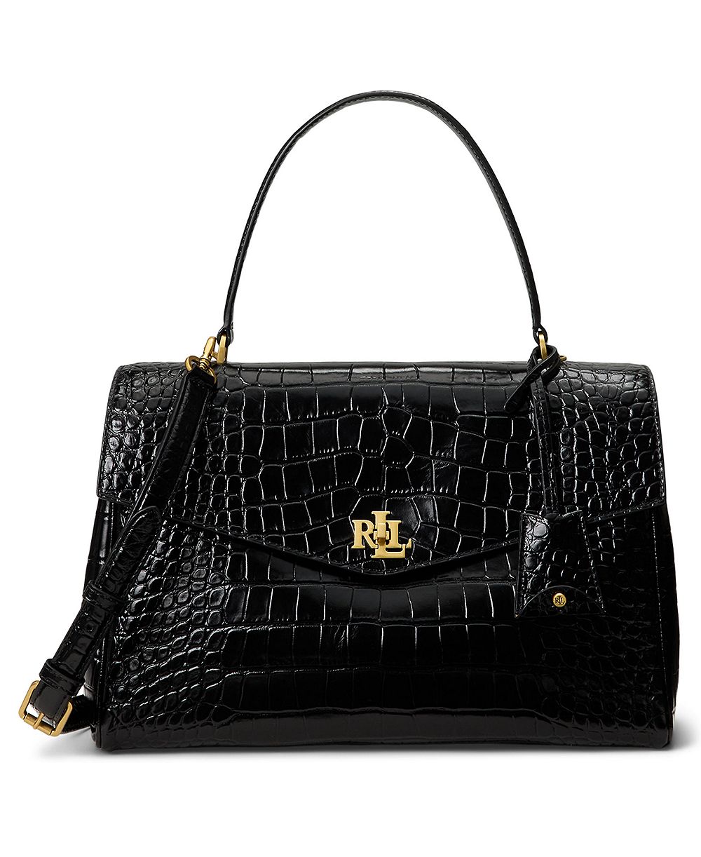 Lauren Ralph Lauren Farrah Soft Embossed Medium Leather Satchel Bag