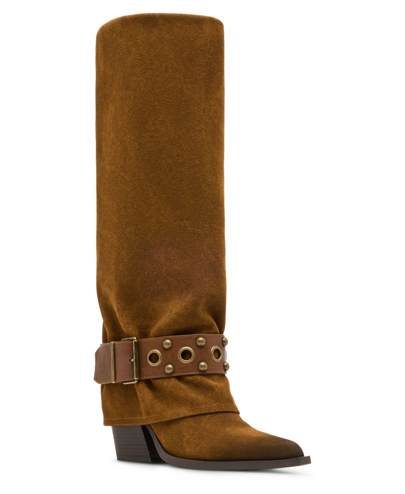 Madden Girl Women's Rodeo Cuffed Studded Tall Cowboy Boots