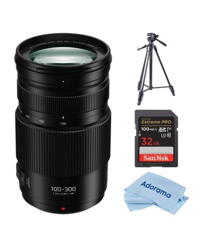 Panasonic LUMIX G Vario 100-300mm f/4.0-5.6 II Lens for MFT with Tripod Kit