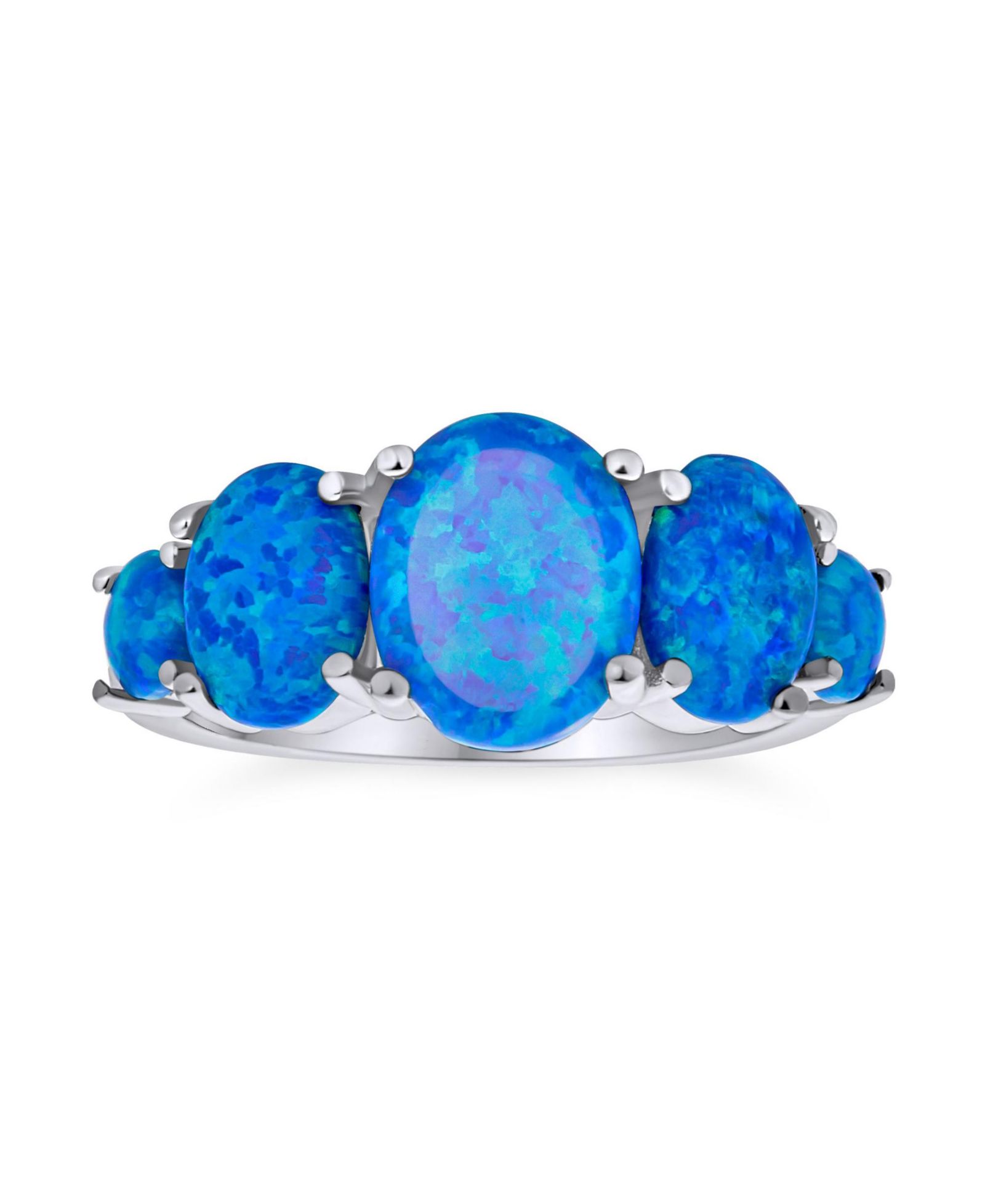 Кольцо Bling Jewelry Classic 3 Stone Oval Created Opal .925 Sterling Silver