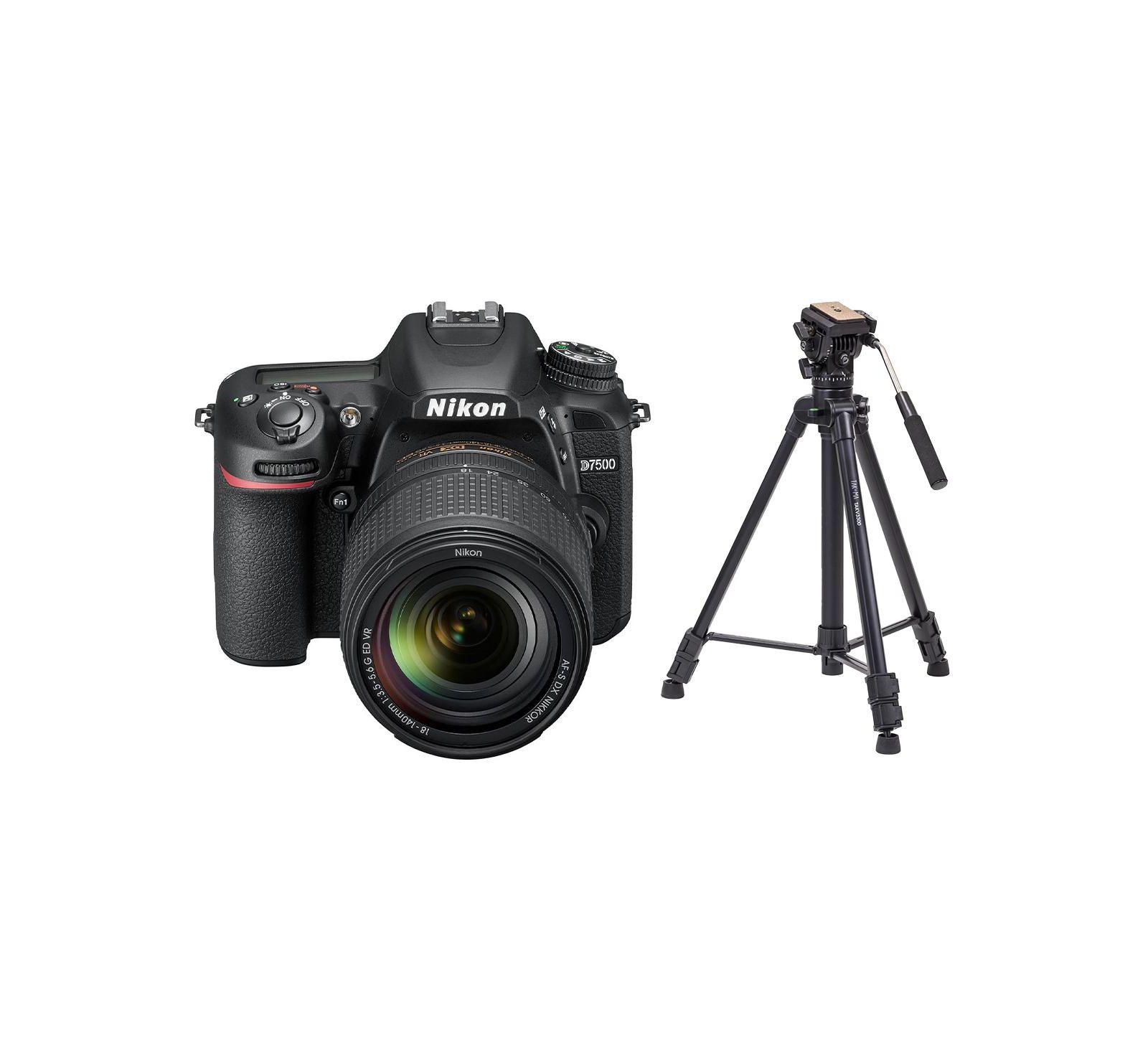 Nikon D7500 20.9 Megapixel 4K DSLR Camera with AF-S DX NIKKOR 18-140mm Lens and Tripod, 2-Piece