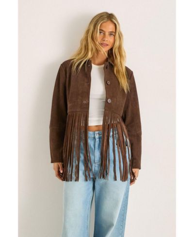 Женская куртка Nasty Gal из натуральной замши с бахромой