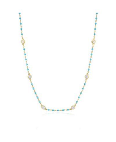 Колье The Lovery Light Enamel Bead CZ Chain 14K Gold-Plated Sterling Silver