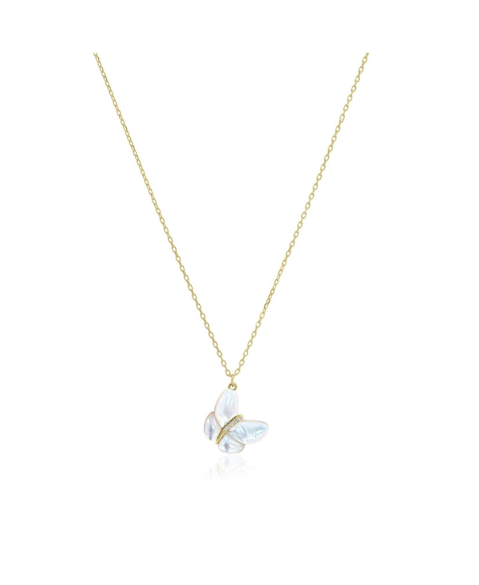 Колье The Lovery Asymmetrical Mother of Pearl Butterfly из стерлингового серебра с позолотой 14K