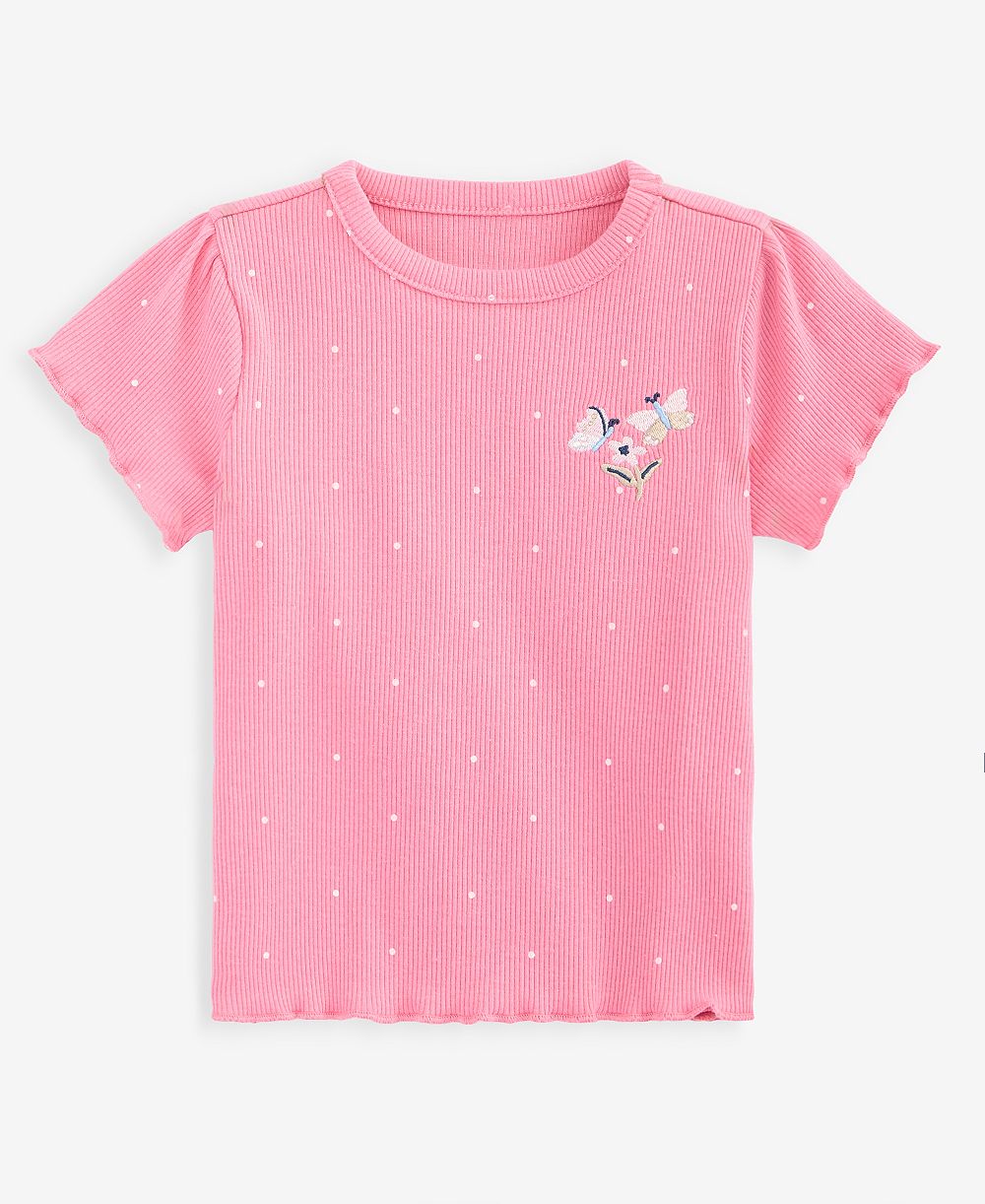 First Impressions Toddler Girls' 2T-4T Mix & Match Short-Sleeve Butterfly Ribbed T-Shirt, Macy's Exclusive