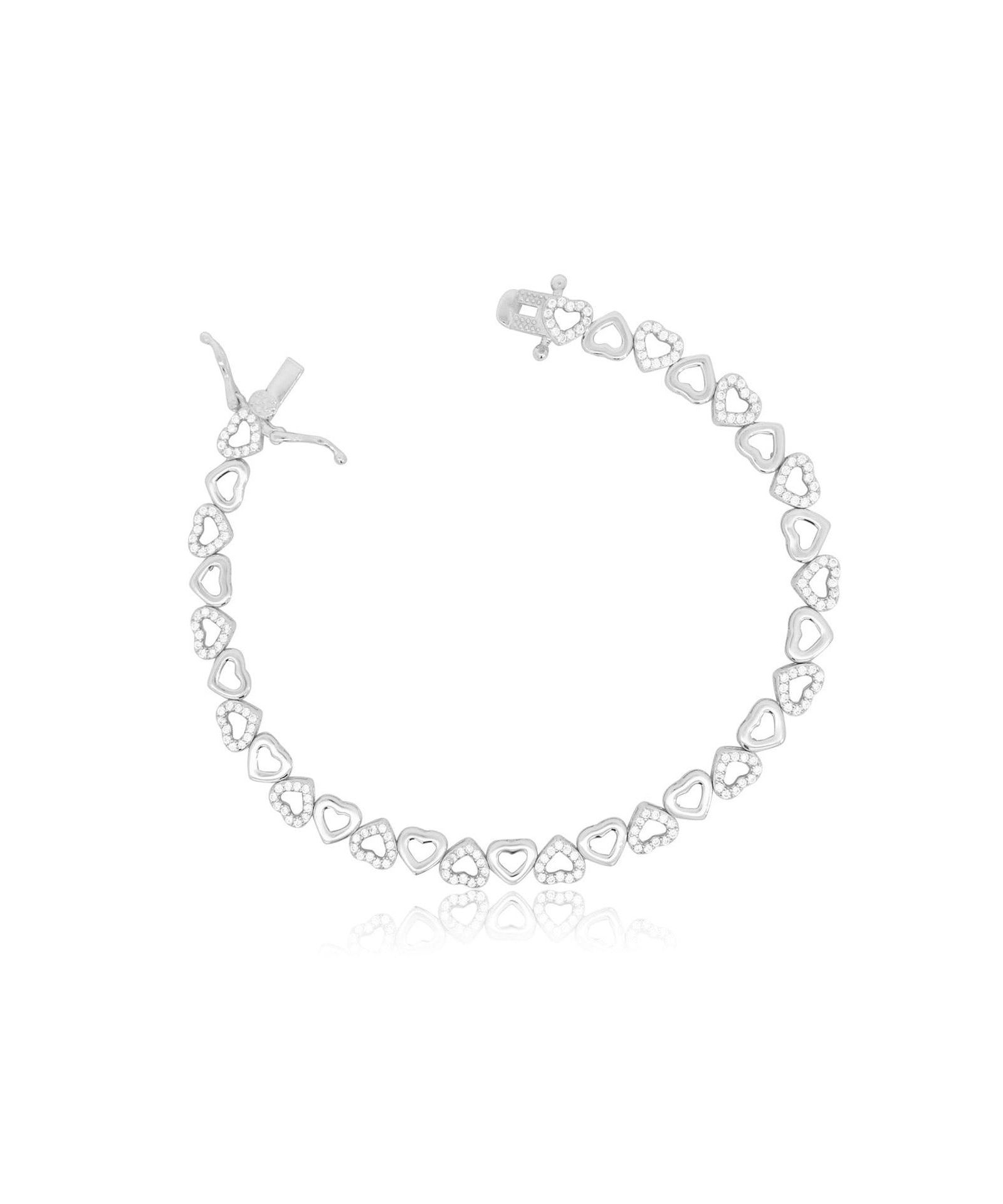 Серебряный браслет The Lovery CZ Alternating Heart Sterling Silver