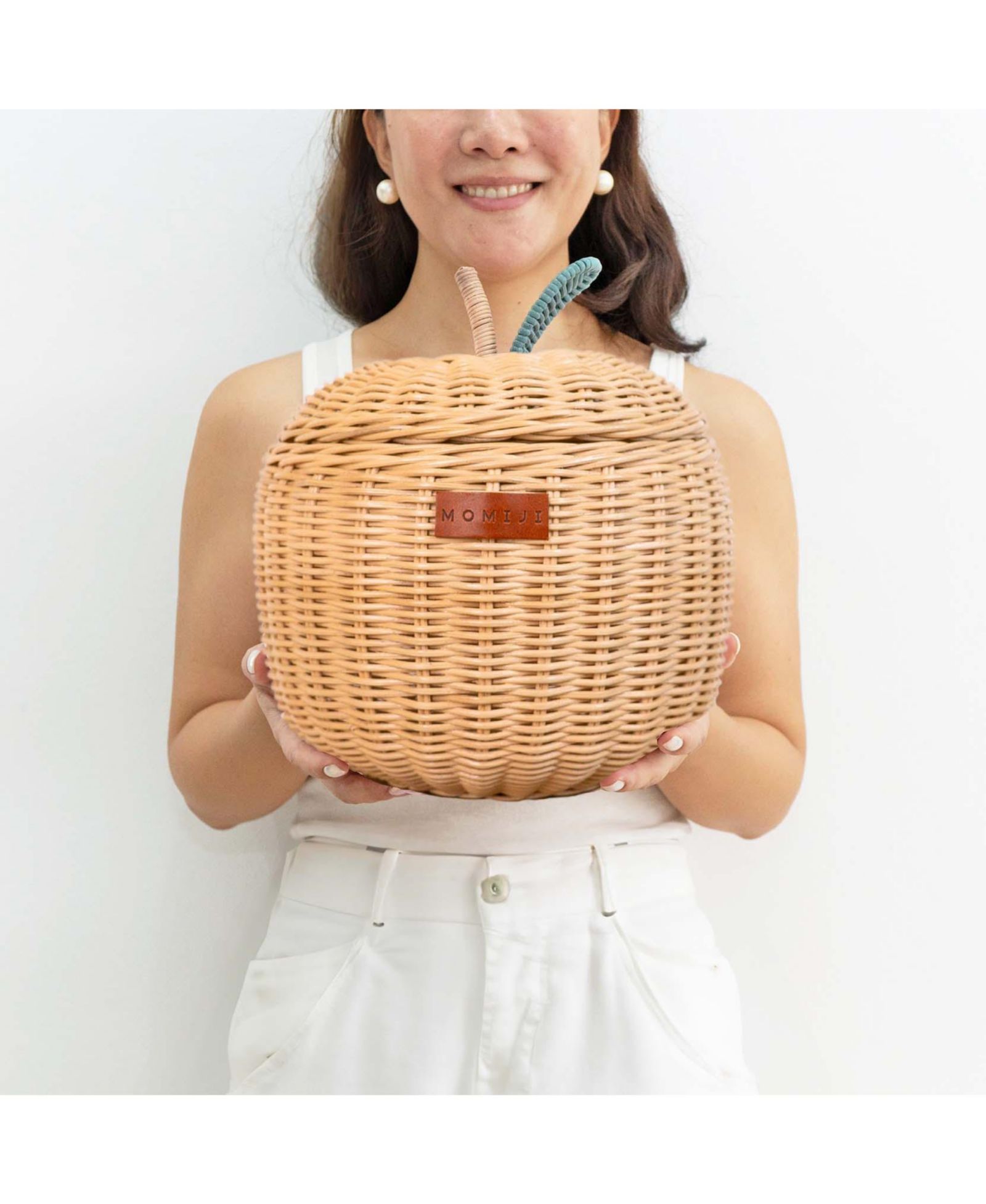MOMIJI Apple Handcrafted Rattan Storage Basket - Wicker, Small