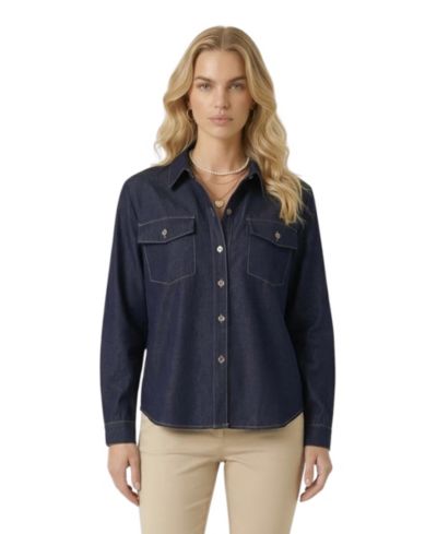 Modenaire Женская рубашка Denim Collared Button-Front Pocket
