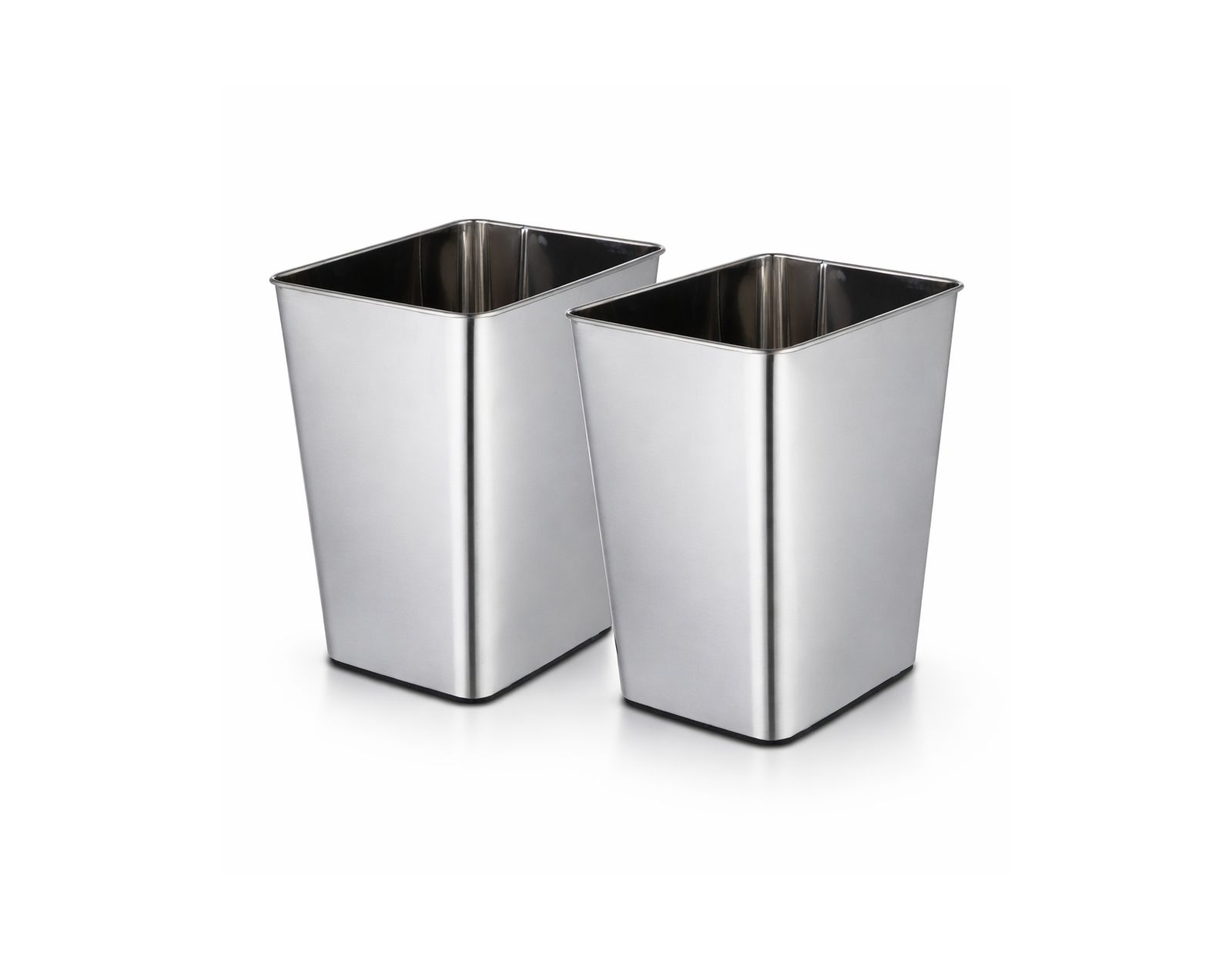 Корзина для мусора Home Zone Living 3 Gallon Rectangular Open Top, Stainless Steel, Matte Silver, 2 Pack