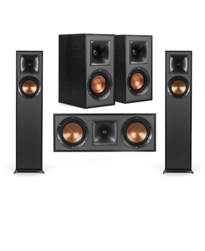 Klipsch Reference R-610F комплект домашнего кинотеатра 5.0, 2x R-610F напольные колонки + пара R-41M полочные колонки, R-52C центральный канал