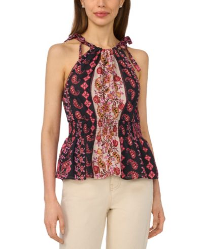 CeCe Women's Smocked Waist Halter Neck Top