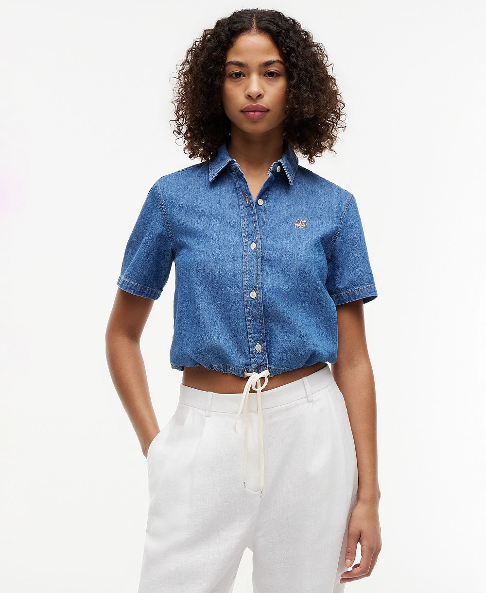 Женская рубашка Tommy Hilfiger Cotton-Blend Short-Sleeve