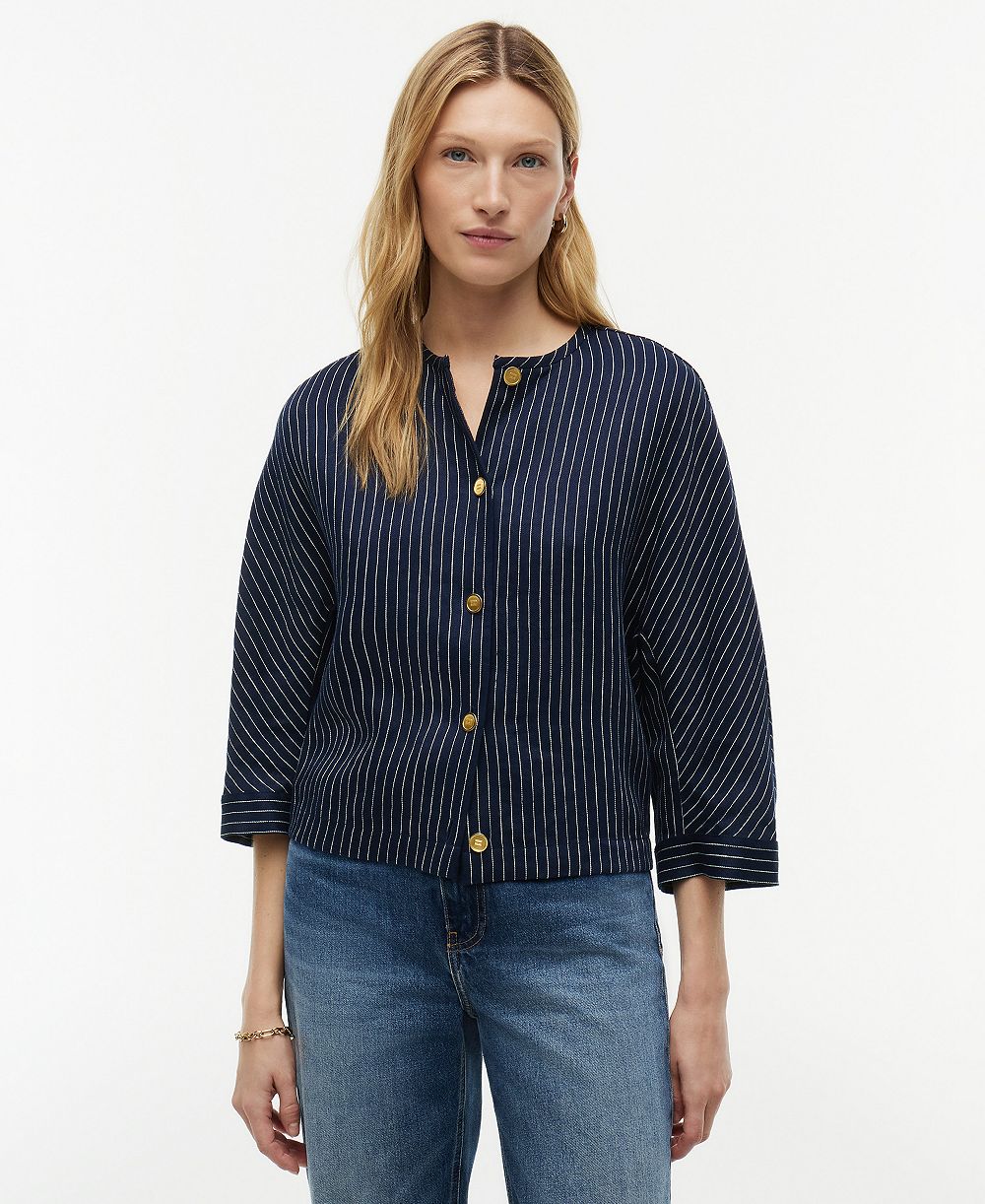 Tommy Hilfiger Women's Linen Nautical Stripe Blouse