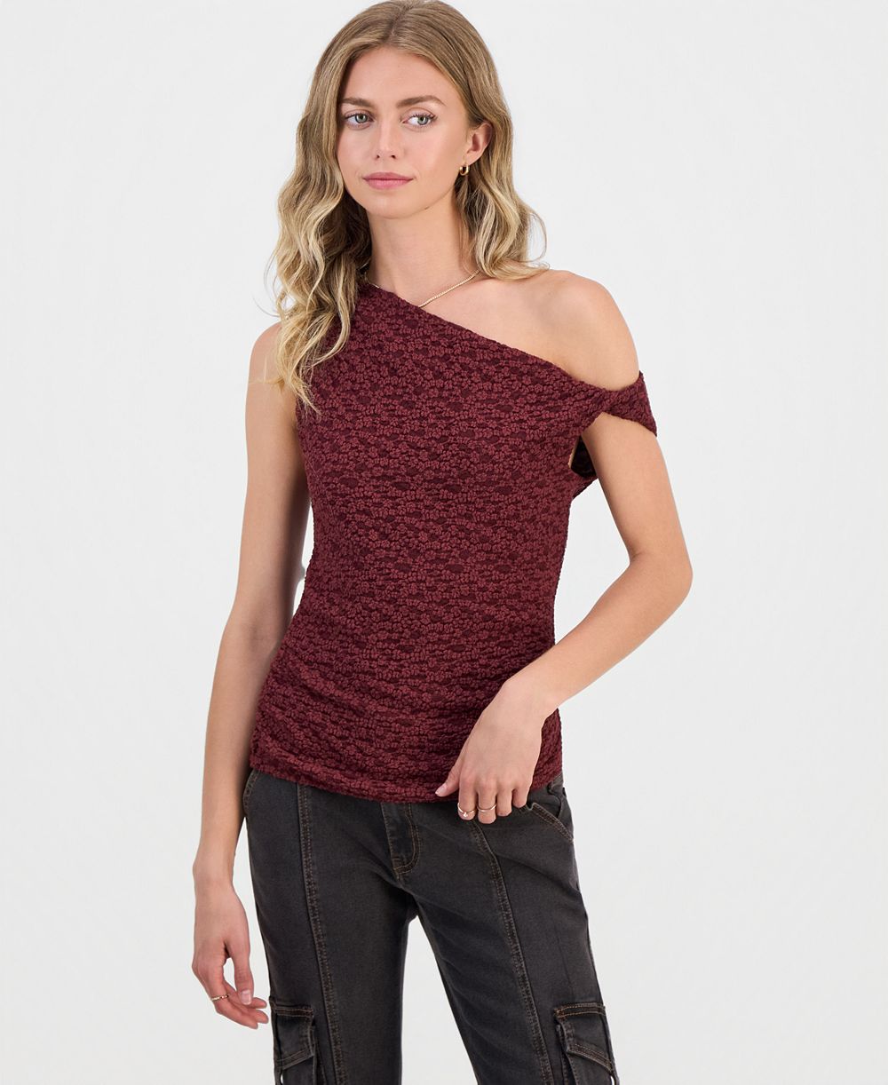 Madden Girl Juniors' Lace Knit Off-The-Shoulder Top