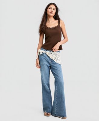 And Now This Women's Crocheted-Scarf Flare Jeans, Macy's Exclusive