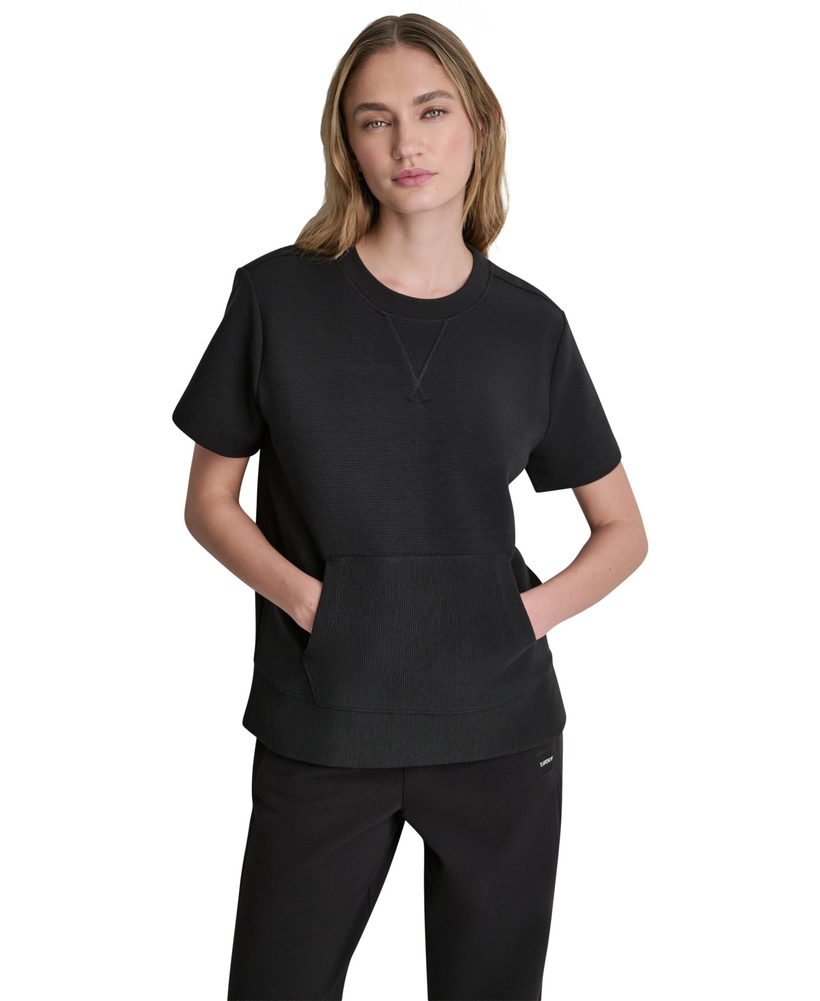 DKNY Sport Женский топ с коротким рукавом, Crewneck