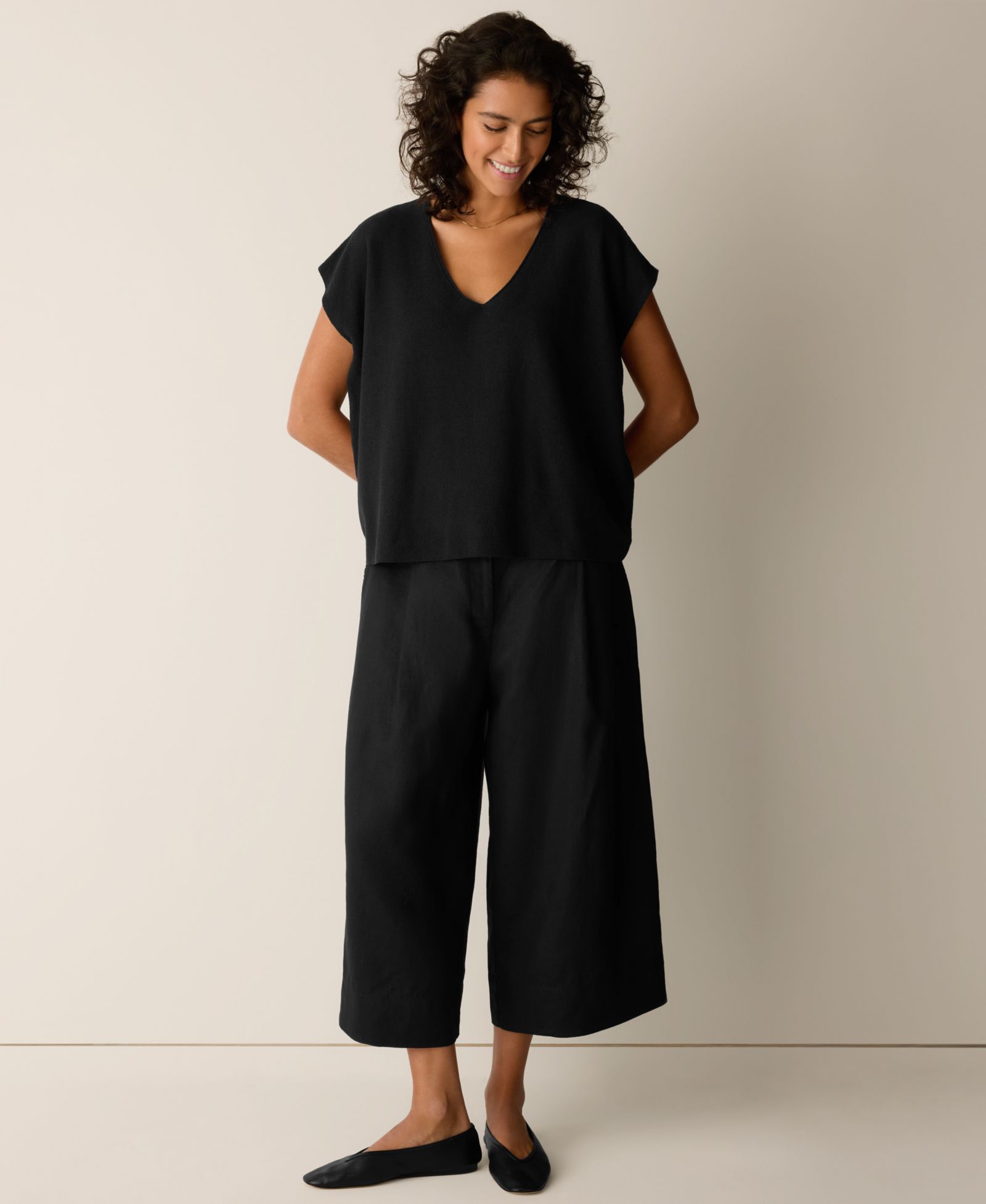 Женский джемпер Eileen Fisher V-Neck Cap-Sleeve