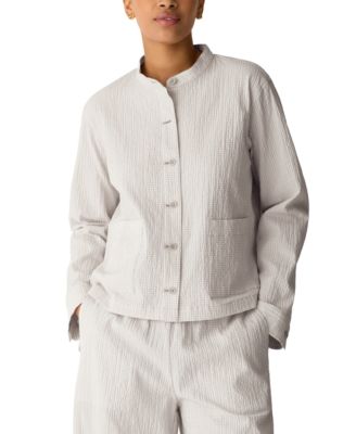 Eileen Fisher Женская рубашка-жакет с воротником-стойкой