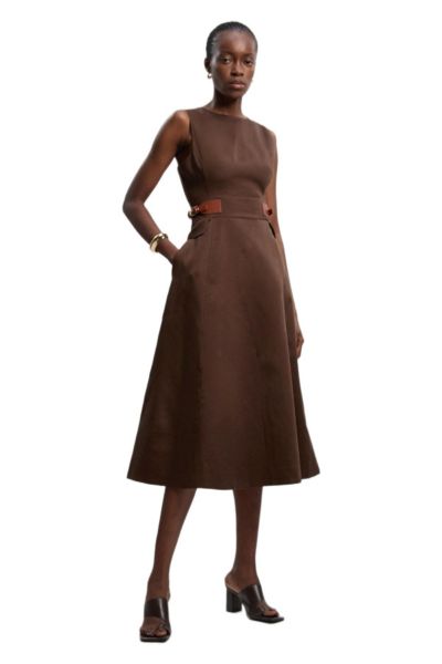 Женское платье Karen Millen Fitted Belt Crew Neck Midi