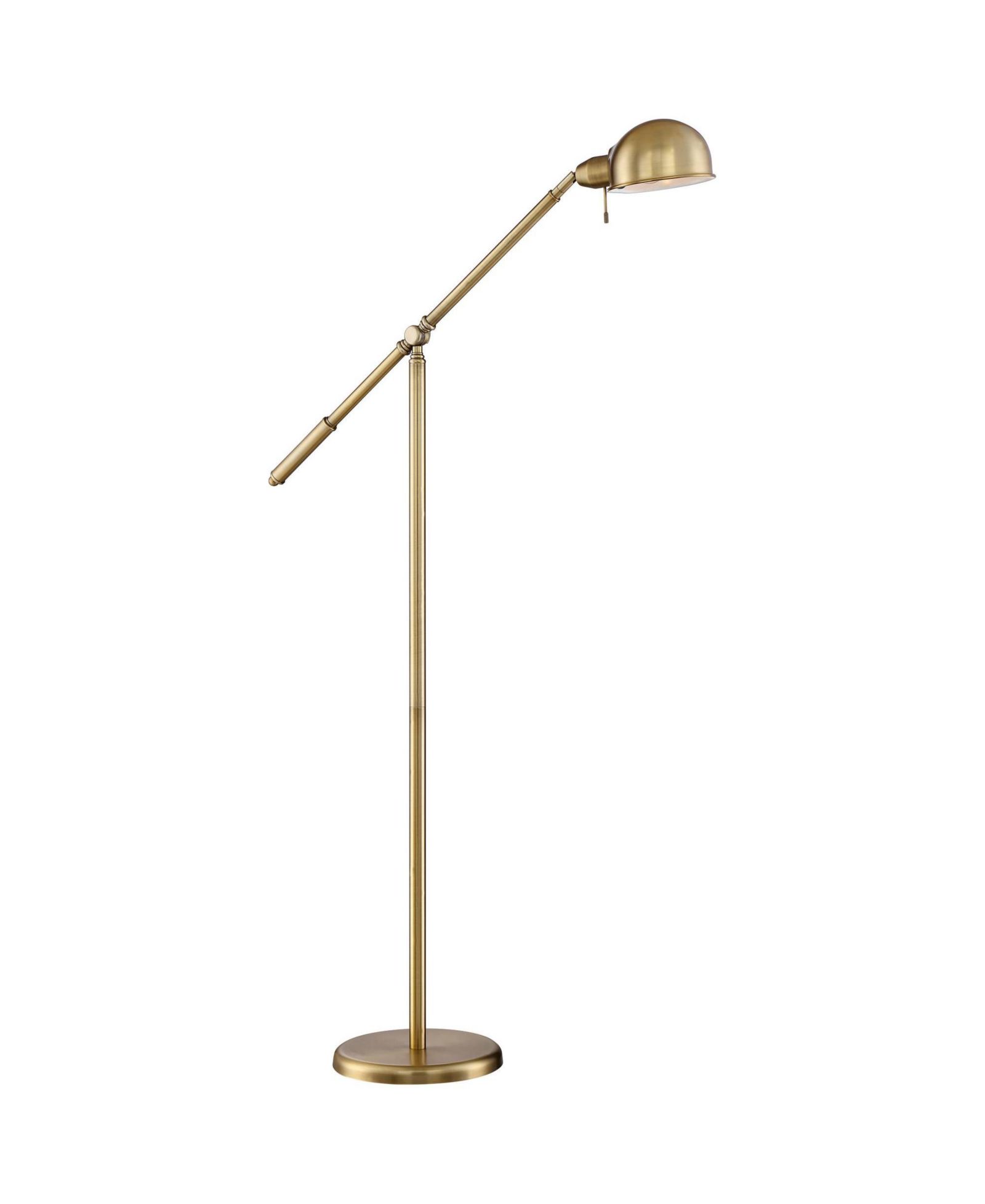 Regency Hill Traditional Pharmacy Floor Lamp with USB Charging Port 55" Tall Brass Dome Shade Adjustable Arm for Living Room Reading