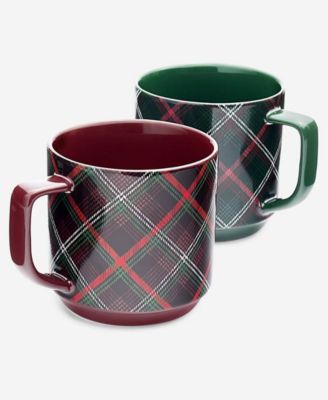 The Cellar Ceramic Plaid Mugs, Set of 2, Macy's Exclusive
