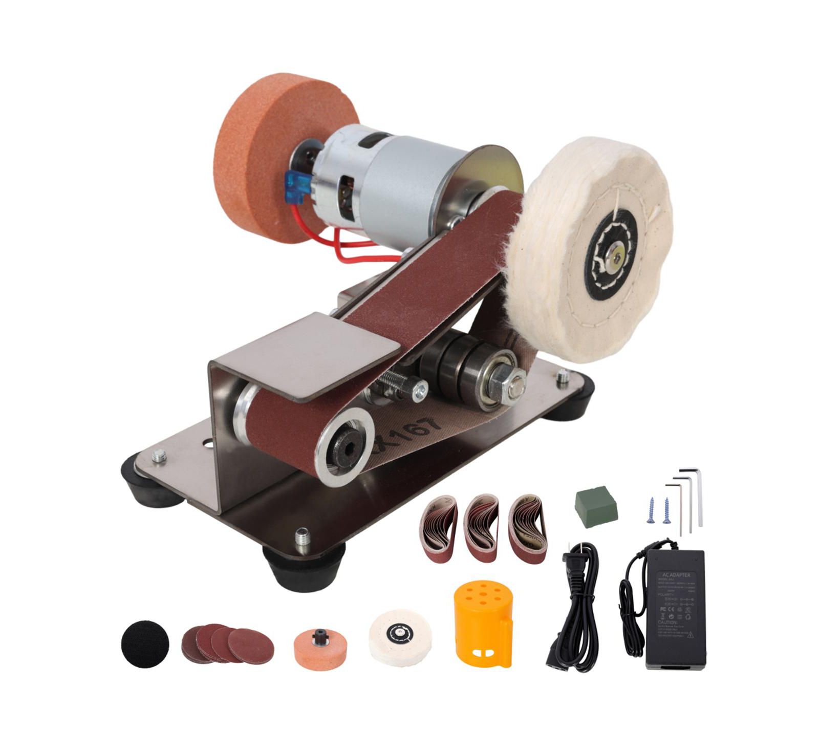 YOBTOP Mini Belt Sander - Electric Small Sander with 7 Adjustable Speed, Knife Sharpener and Grinder for Woodworking,Metal DIY
