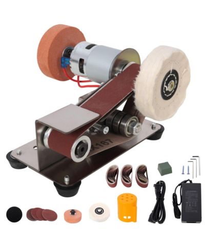 YOBTOP Mini Belt Sander - Electric Small Sander with 7 Adjustable Speed, Knife Sharpener and Grinder for Woodworking,Metal DIY