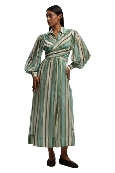 Платье-рубашка Karen Millen Women's Stripe Organdie Wrap