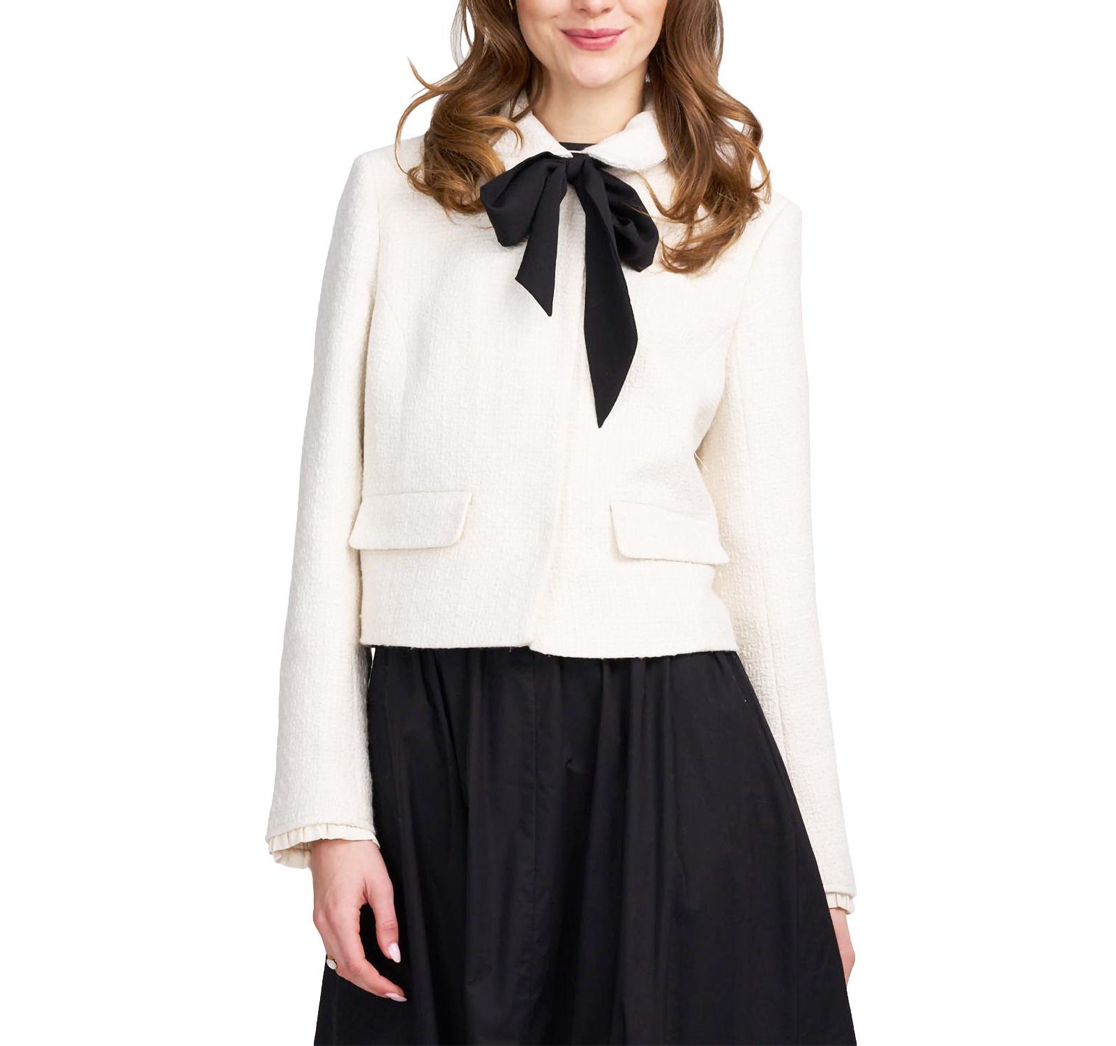 ELLE Collection Women's Tweed Jacket With Bow