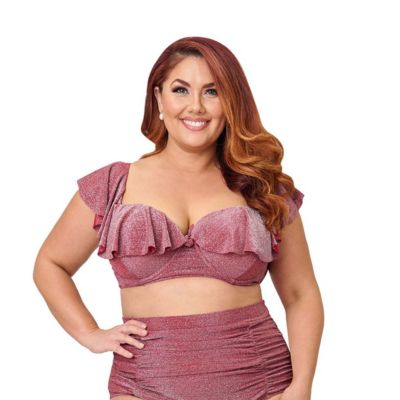 Женский купальный топ Unique Vintage Plus Size Ruffled Cap Sleeve Frida