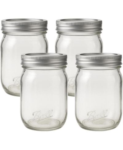 Ball Easy Label Glass Mason Jars, Regular Mouth, Quart Size (32 oz), Pack of 4