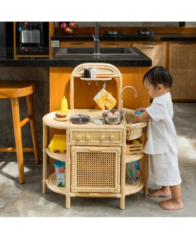 MOMIJI Dreamer Handcrafted Rattan Play Kitchen - Wicker