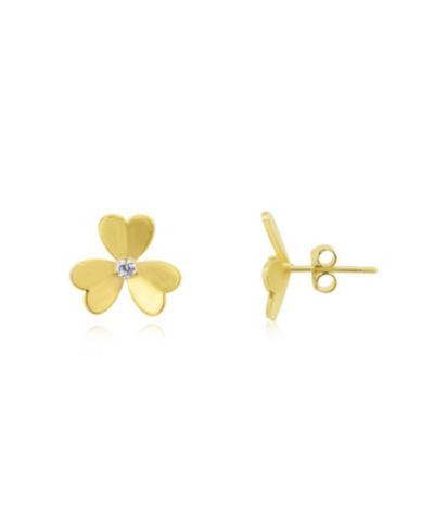 The Lovery Clover Petal CZ серьги-гвоздики 14K Gold-Plated Sterling Silver