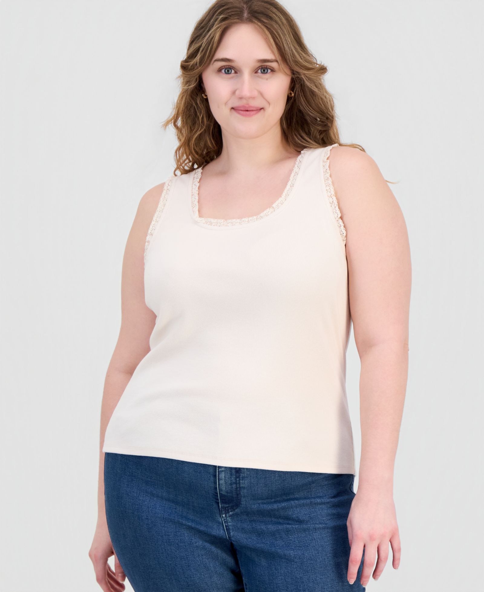 And Now This Plus Sleeveless Lace-Trim Tank Top, Macy's Exclusive