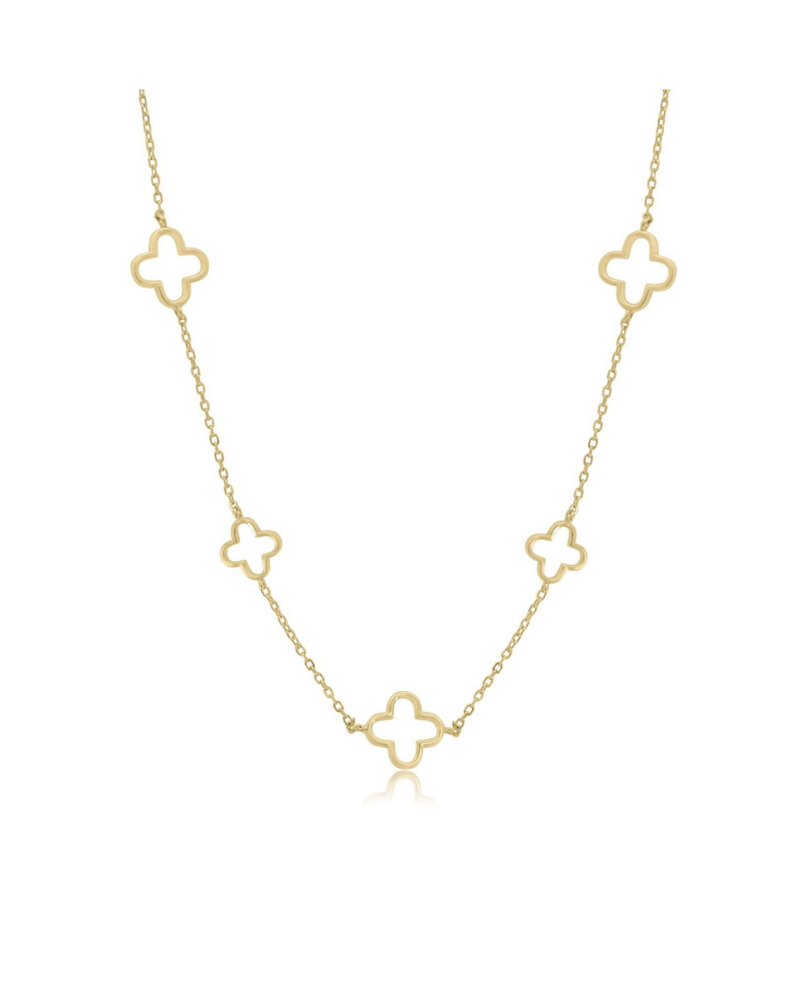 Колье The Lovery Alternating Open Clover, позолоченное серебро 14K