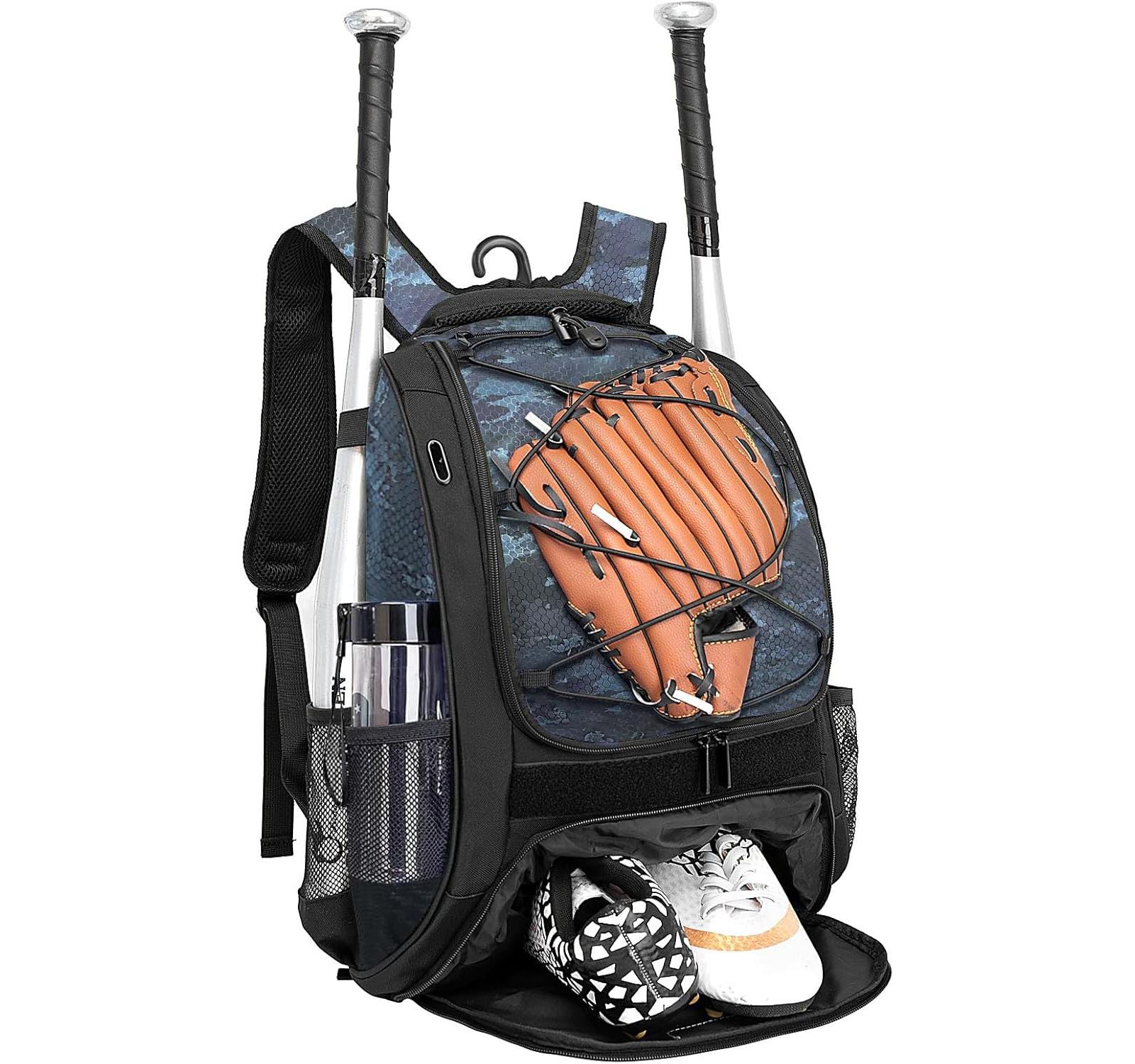 Furlihong Baseball Bag Softball Backpack for Youth and Adult - T Ball Bat Equipment Bag with Bat and Helmet Holders and Shoe Compartmen