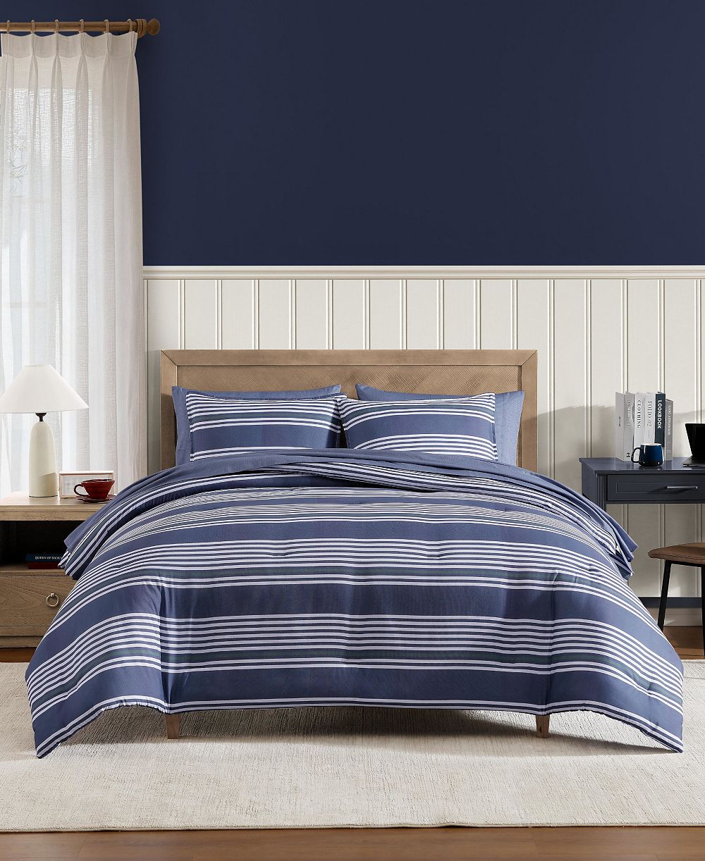 Tommy Hilfiger Lido Stripe Washed Microfiber 5-Piece Comforter Set, Twin/Twin XL