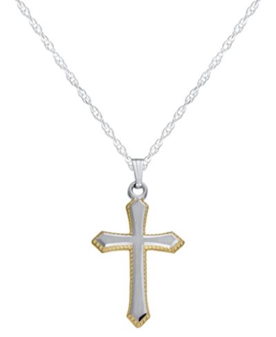Подвеска-кулон Macy's Engraved Edge Cross из стерлингового серебра