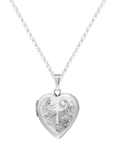Подвеска Macy's Heart Locket Cross из стерлингового серебра