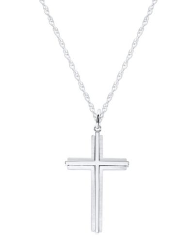 Macy's Men's Struck Cross Pendant Necklace in Sterling Silver
