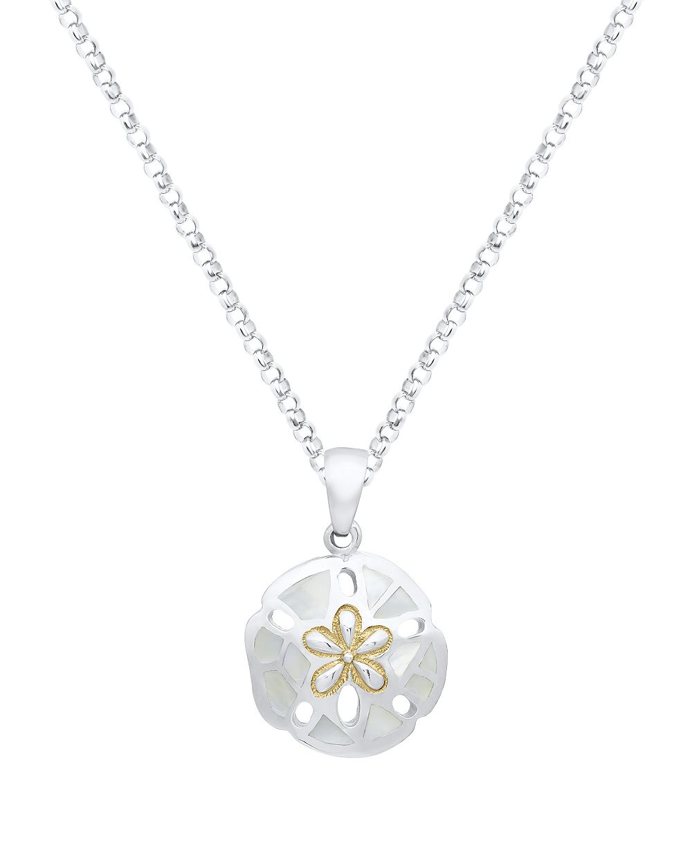 Macy's White Imitation Pearl Sand Dollar Pendant Necklace in Sterling Silver