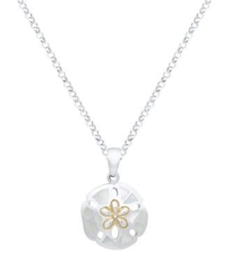 Macy's White Imitation Pearl Sand Dollar Pendant Necklace in Sterling Silver