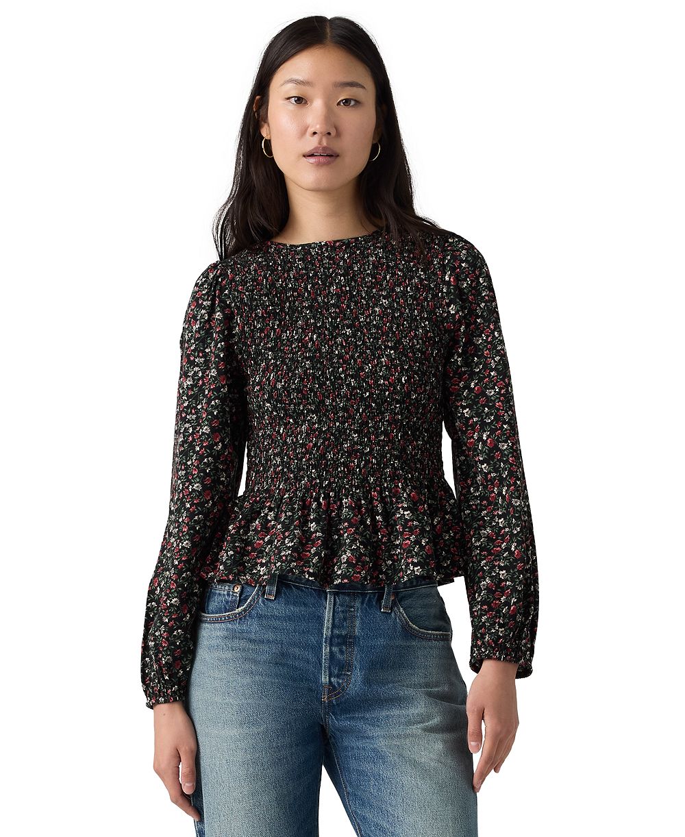Levi's® Plus Size Ashton Long-Sleeve Floral-Print Peplum Blouse